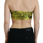 John Galliano Chic Yellow Graphic Cropped Top