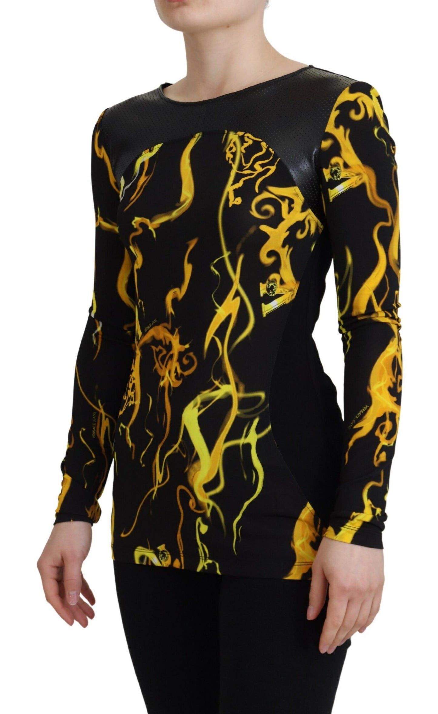 Versace Jeans Elegant Viscose Blend Top with Iconic Print