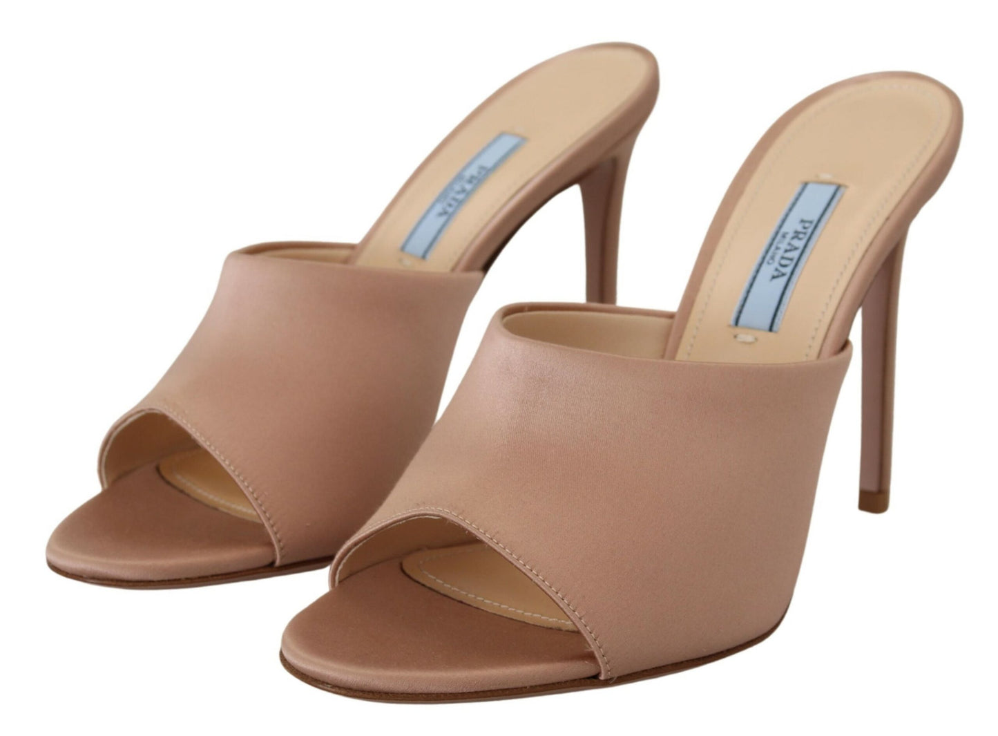 Prada Elegant Beige Leather Heels Sandals