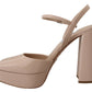 Prada Chic Beige Platform Sandal Heels