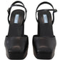 Prada Chic Black Leather Platform Sandals