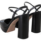 Prada Chic Black Leather Platform Sandals