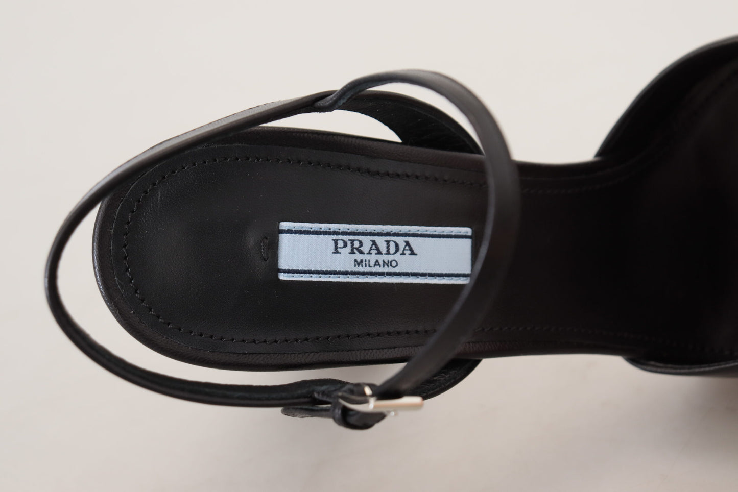 Prada Chic Black Leather Platform Sandals