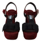 Prada Maroon Suede Ankle Strap Sandals Luxury Footwear