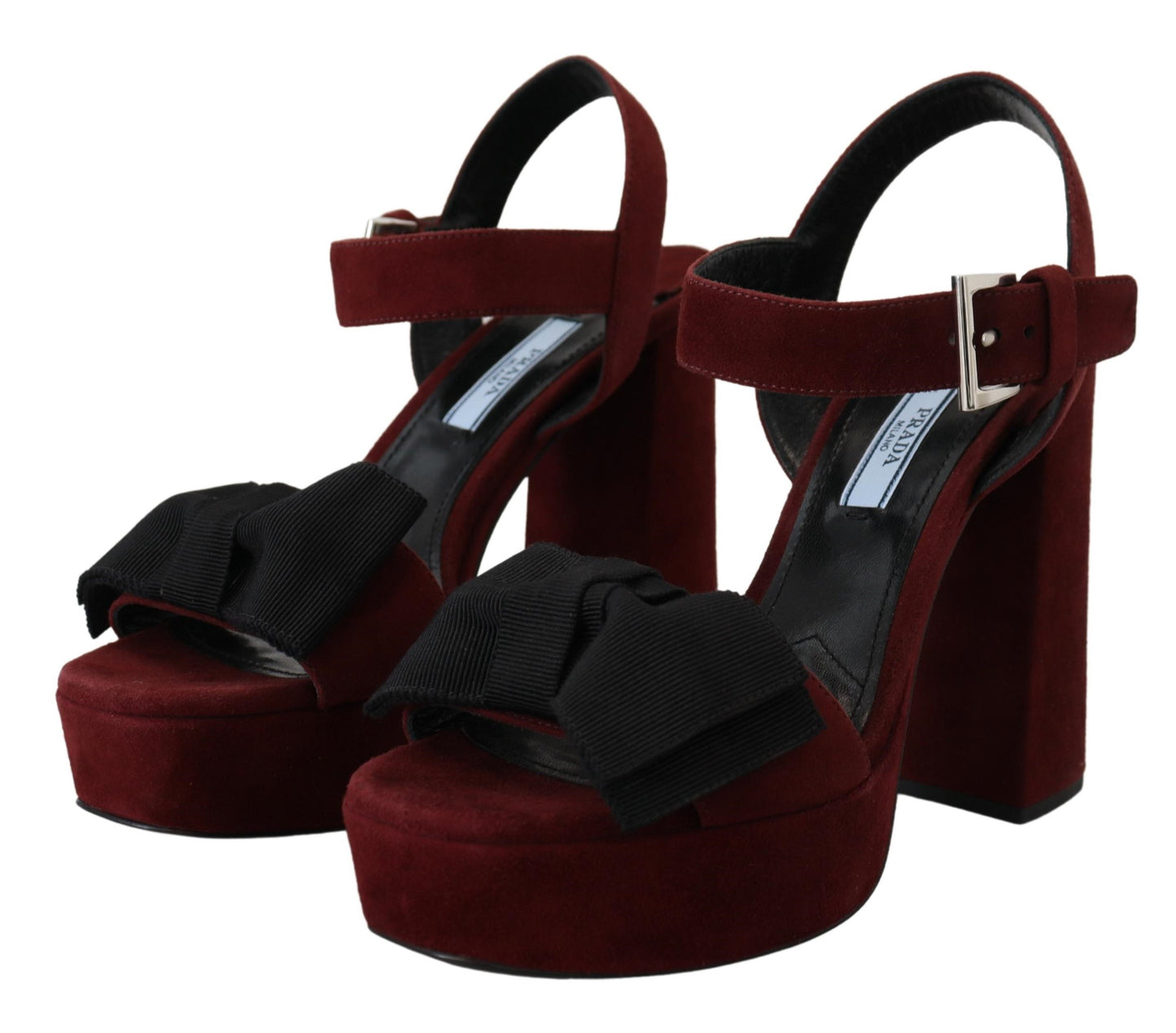 Prada Maroon Suede Ankle Strap Sandals Luxury Footwear