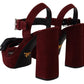 Prada Maroon Suede Ankle Strap Sandals Luxury Footwear