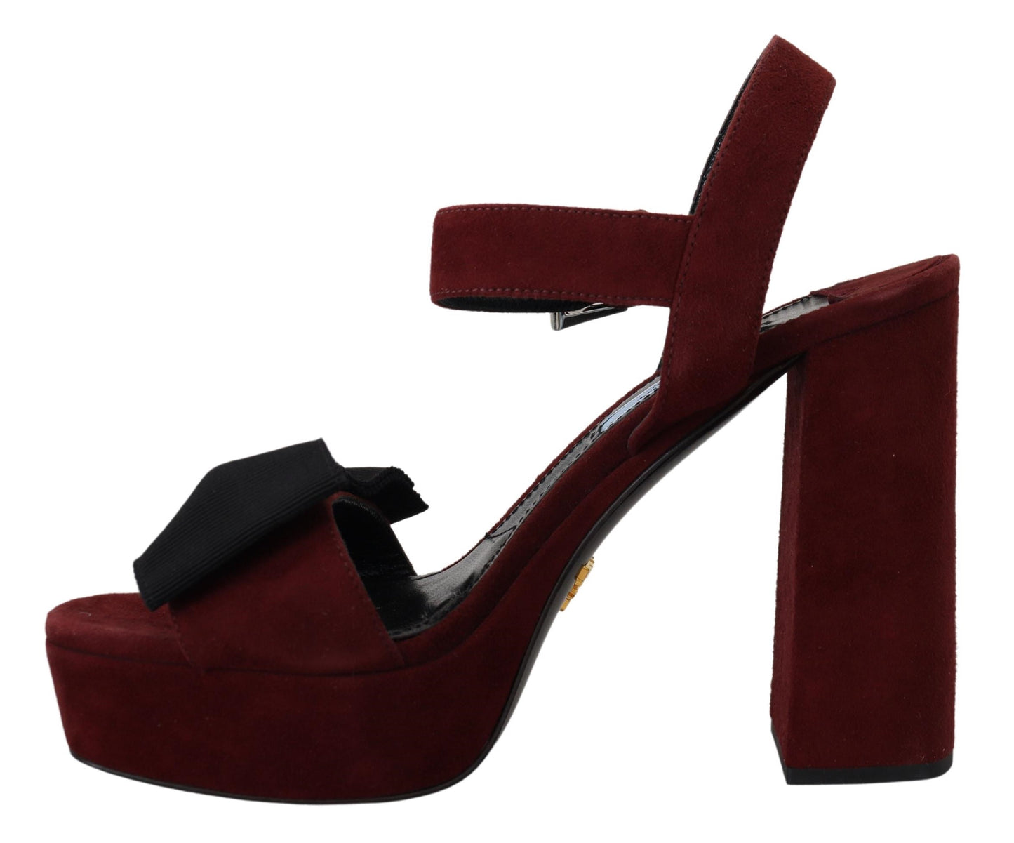 Prada Maroon Suede Ankle Strap Sandals Luxury Footwear