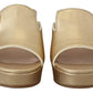 Prada Elegant Gold Leather Wedge Sandals