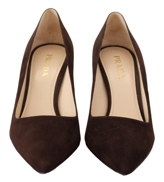 Prada Elegant Suede Leather Heel Pumps