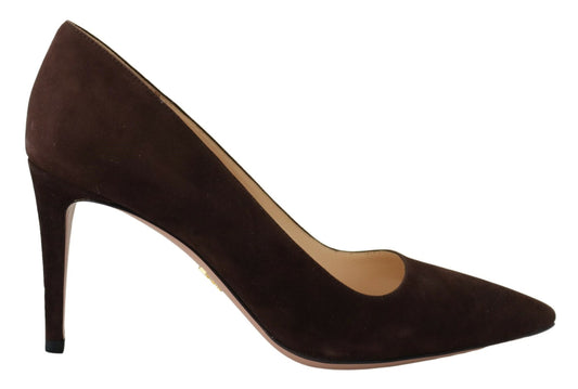 Prada Elegant Suede Leather Heel Pumps