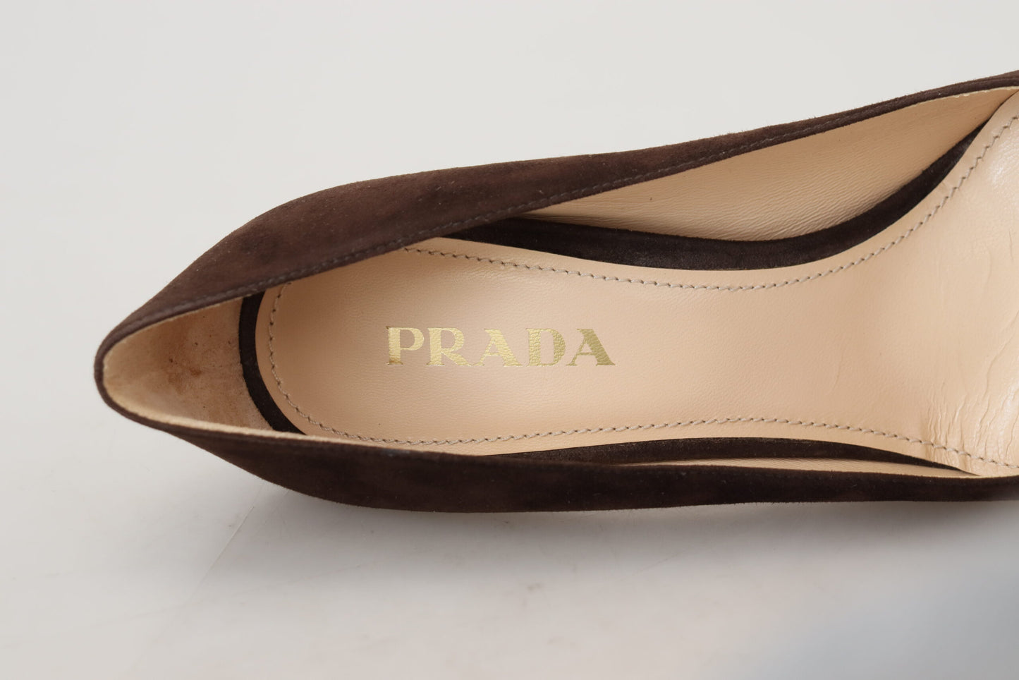 Prada Elegant Suede Leather Heel Pumps