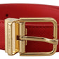 Dolce & Gabbana Exquisite Red Leather Belt with Gold-Tone Buckle