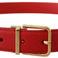 Dolce & Gabbana Exquisite Red Leather Belt with Gold-Tone Buckle