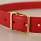 Dolce & Gabbana Exquisite Red Leather Belt with Gold-Tone Buckle