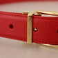 Dolce & Gabbana Exquisite Red Leather Belt with Gold-Tone Buckle