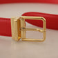 Dolce & Gabbana Exquisite Red Leather Belt with Gold-Tone Buckle