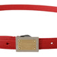 Dolce & Gabbana Genuine Leather Red Statement Belt