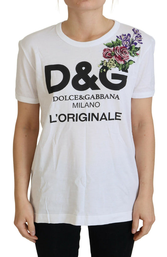 Dolce & Gabbana Chic White Cotton Casual Top - Iconic Logo Detail