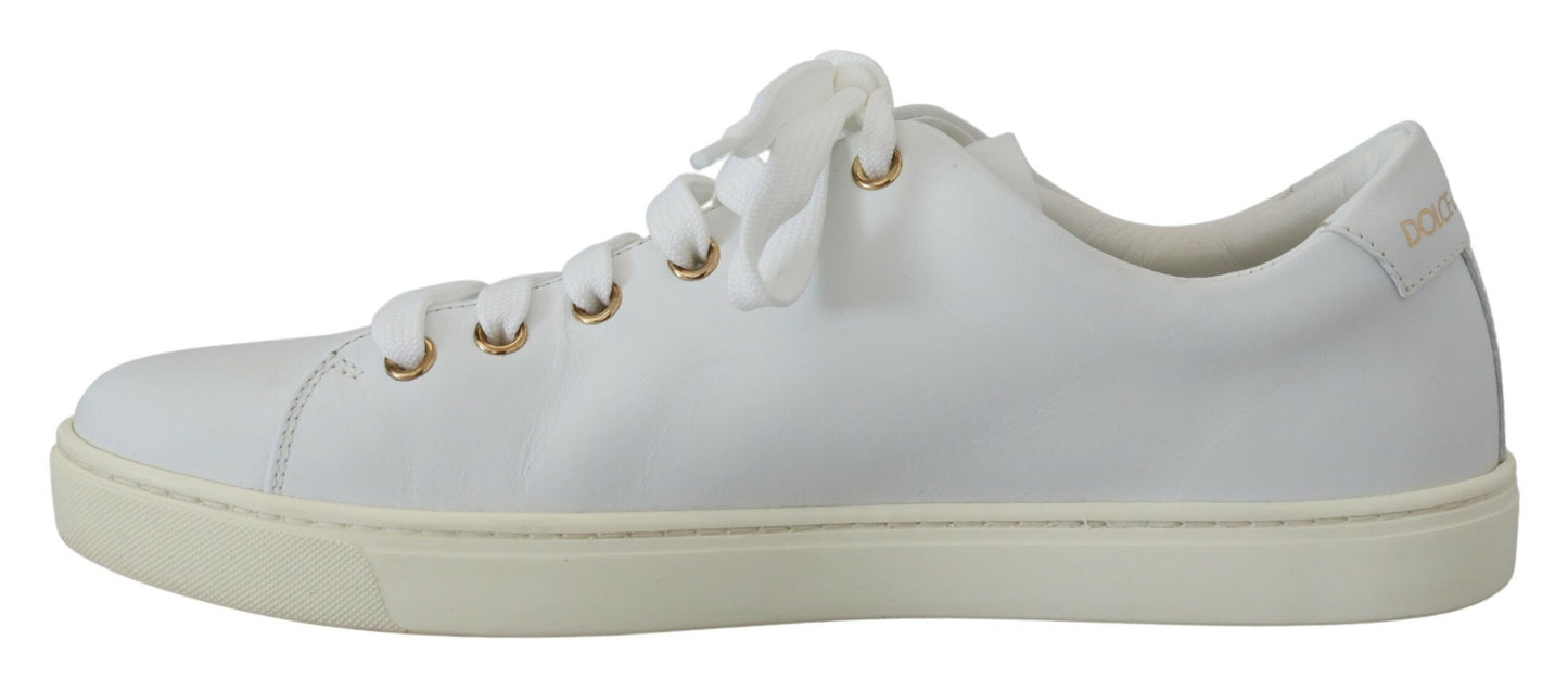 Dolce & Gabbana Studded Heart Leather Sneakers White