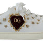 Dolce & Gabbana Studded Heart Leather Sneakers White