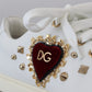 Dolce & Gabbana Studded Heart Leather Sneakers White