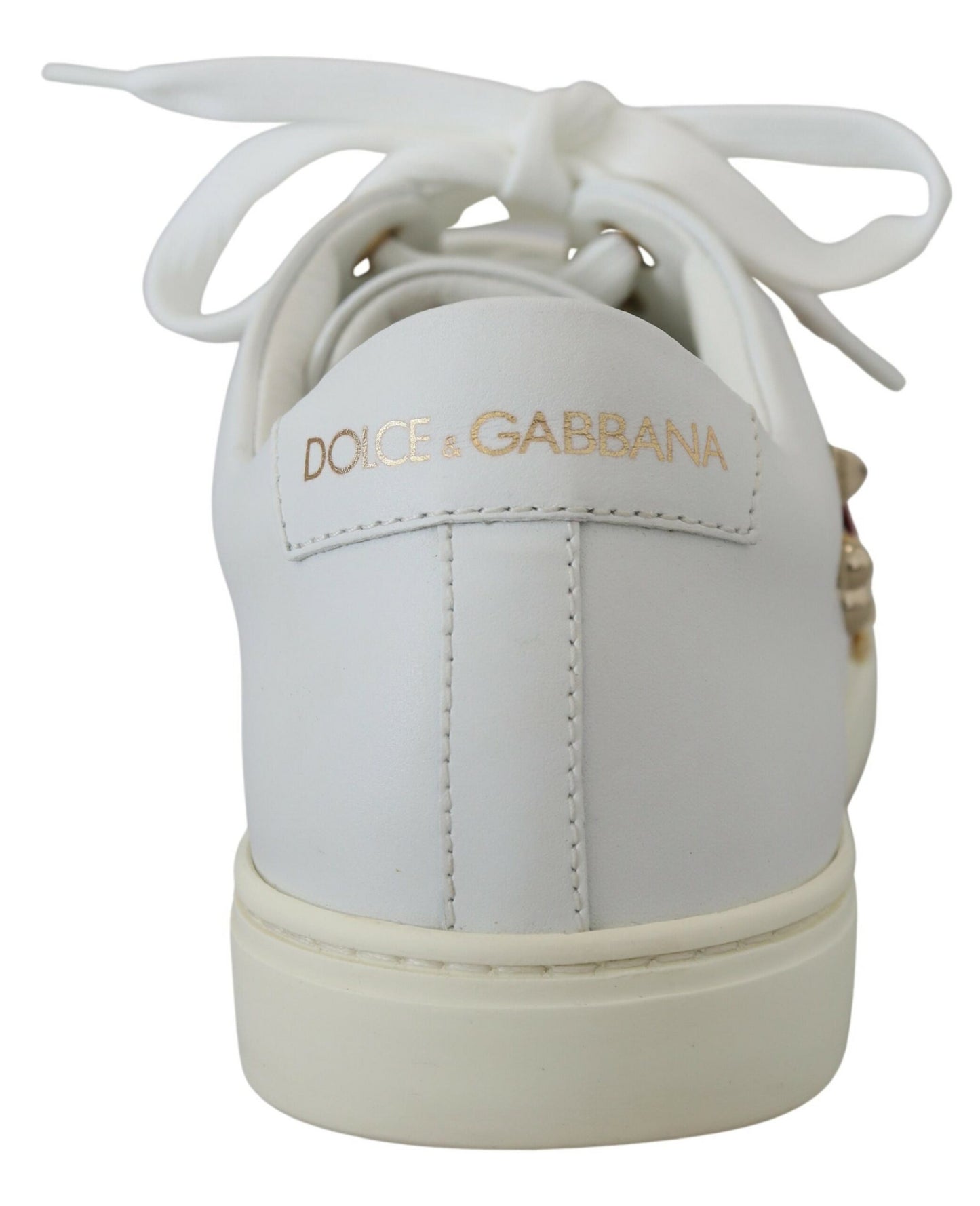 Dolce & Gabbana Studded Heart Leather Sneakers White