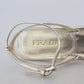 Prada Elegant Silver Ankle Strap Flats