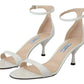 Prada Elegant White Leather Ankle Strap Heels