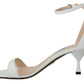 Prada Elegant White Leather Ankle Strap Heels