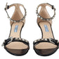 Prada Elegant Black Leather Heels Sandals