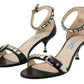 Prada Elegant Black Leather Heels Sandals