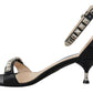 Prada Elegant Black Leather Heels Sandals