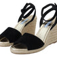 Prada Chic Ankle Strap Suede Wedge Sandals