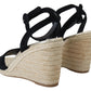 Prada Chic Ankle Strap Suede Wedge Sandals