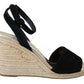 Prada Chic Ankle Strap Suede Wedge Sandals