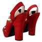 Prada Radiant Red Suede Ankle Strap Sandals