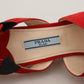 Prada Radiant Red Suede Ankle Strap Sandals