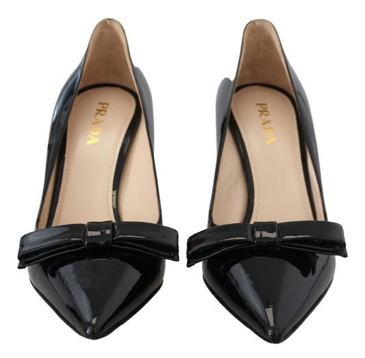 Prada Elegant Patent Black Leather Pumps