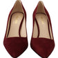 Prada Elegant Dark Red Suede Heels Pumps