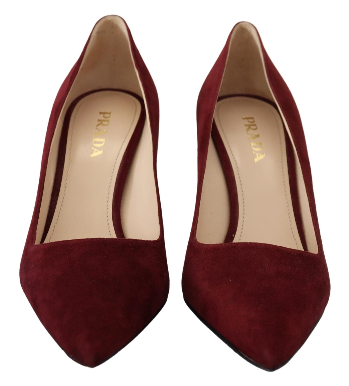 Prada Elegant Dark Red Suede Heels Pumps