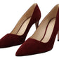 Prada Elegant Dark Red Suede Heels Pumps