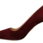 Prada Elegant Dark Red Suede Heels Pumps