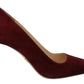 Prada Elegant Dark Red Suede Heels Pumps