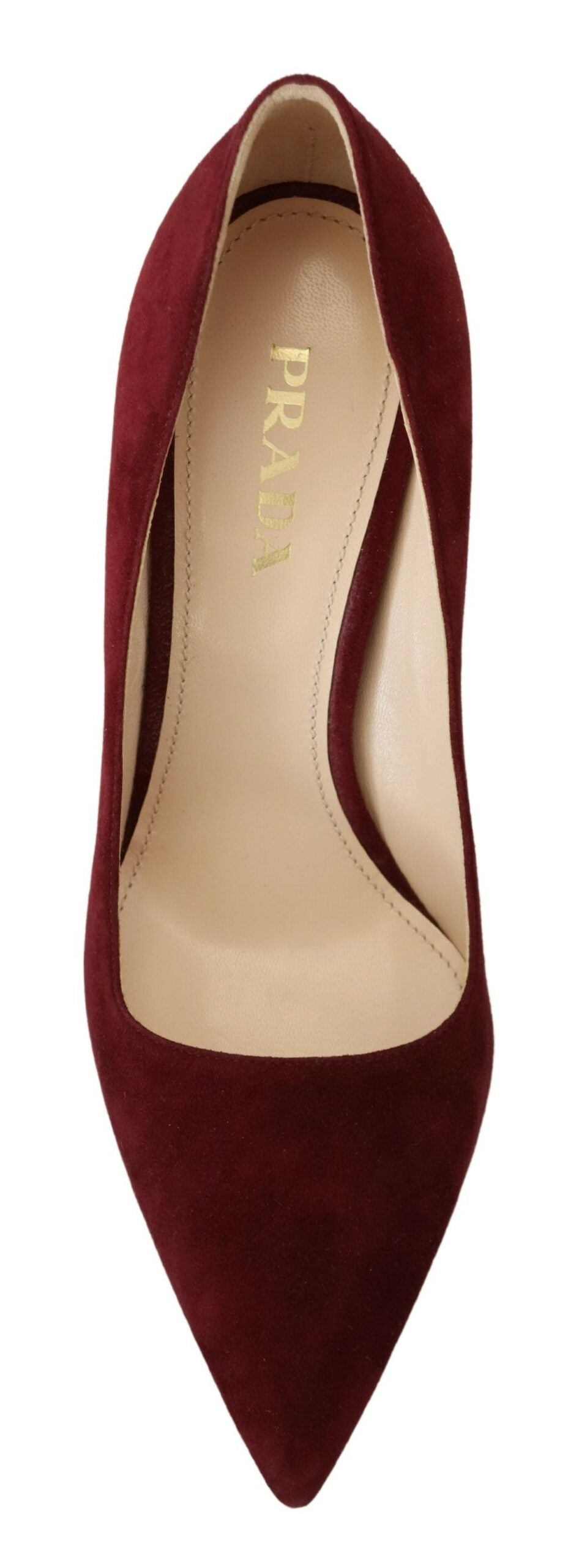 Prada Elegant Dark Red Suede Heels Pumps