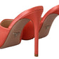 Prada Elegant Coral Leather Heels Sandals