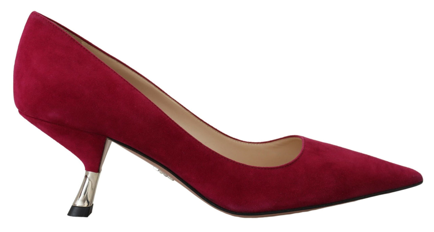 Prada Elegant Dark Pink Suede Heels Pumps