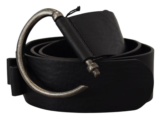 PLEIN SUD Elegant Black Leather Fashion Belt