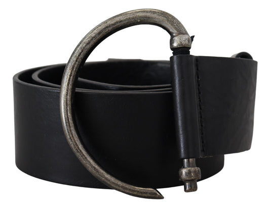 PLEIN SUD Elegant Black Leather Fashion Belt