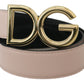 Dolce & Gabbana Elegant Beige Leather Belt with Metal Logo Buckle