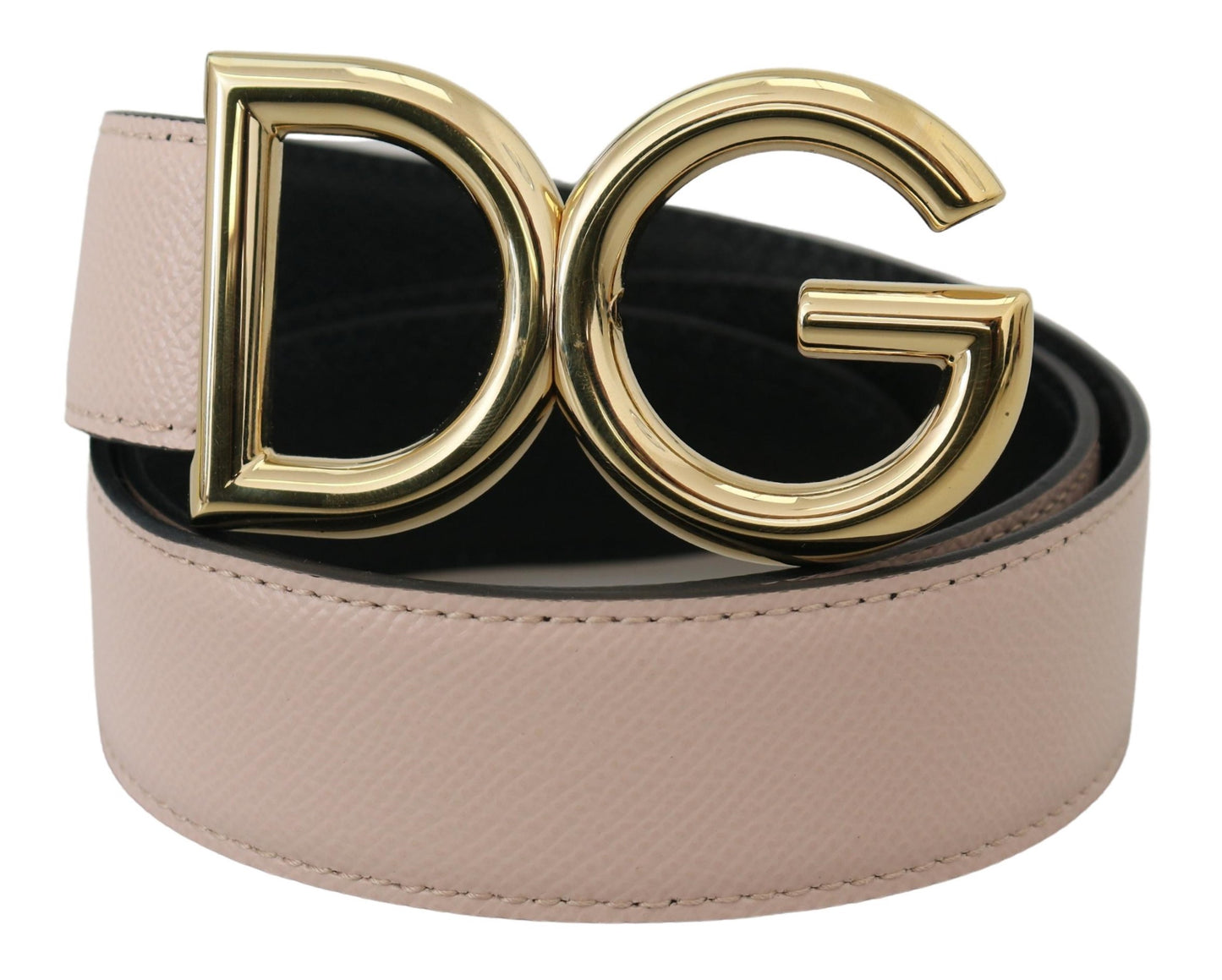 Dolce & Gabbana Elegant Beige Leather Belt with Metal Logo Buckle